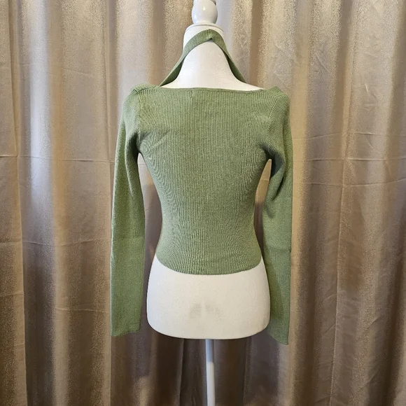 Cider Ribbed Knit Halter Sweater Top - Picture 3 of 4